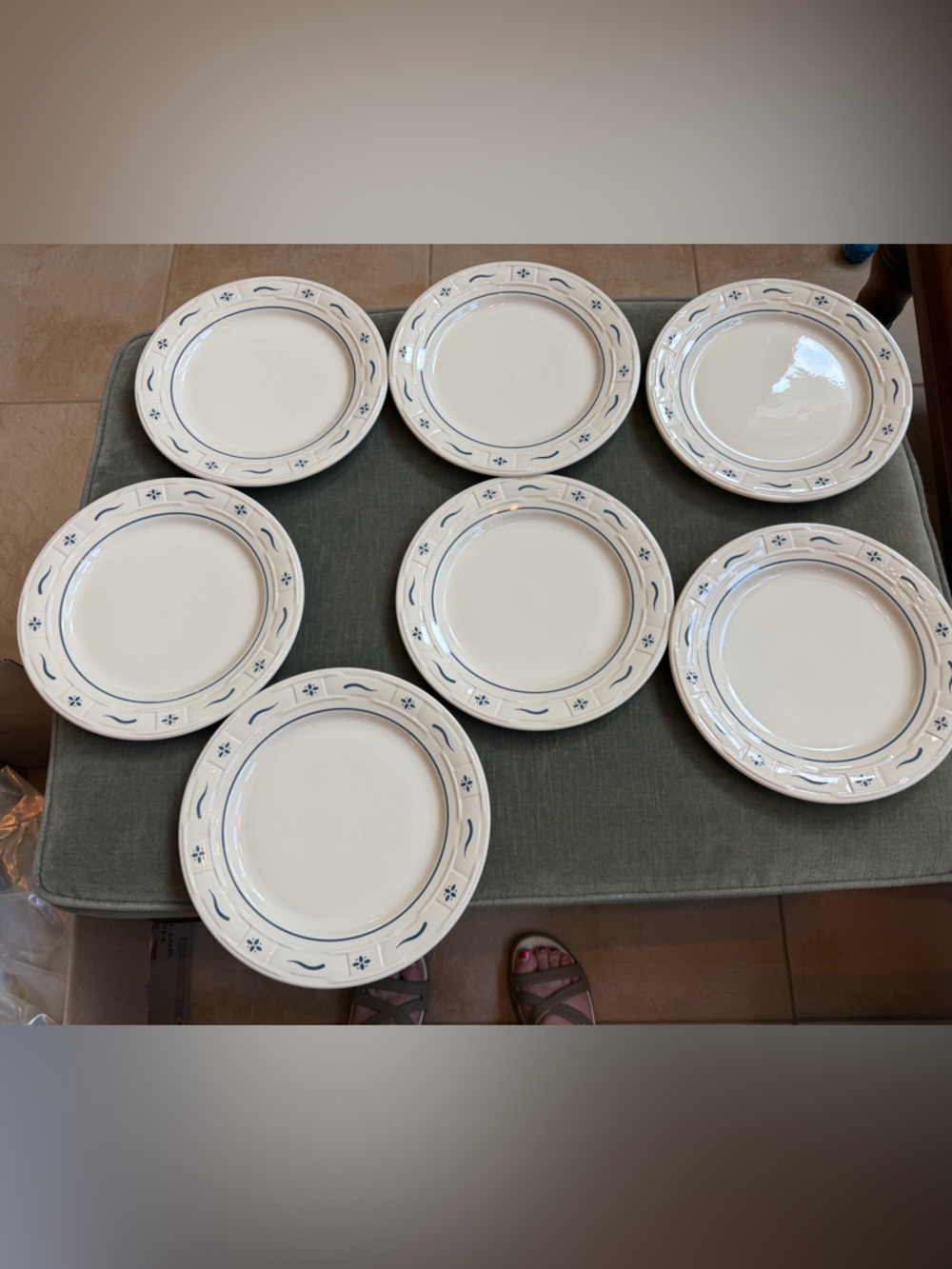 TWO Longaberger 10” Dinner Plates Heirloom Traditions Blue